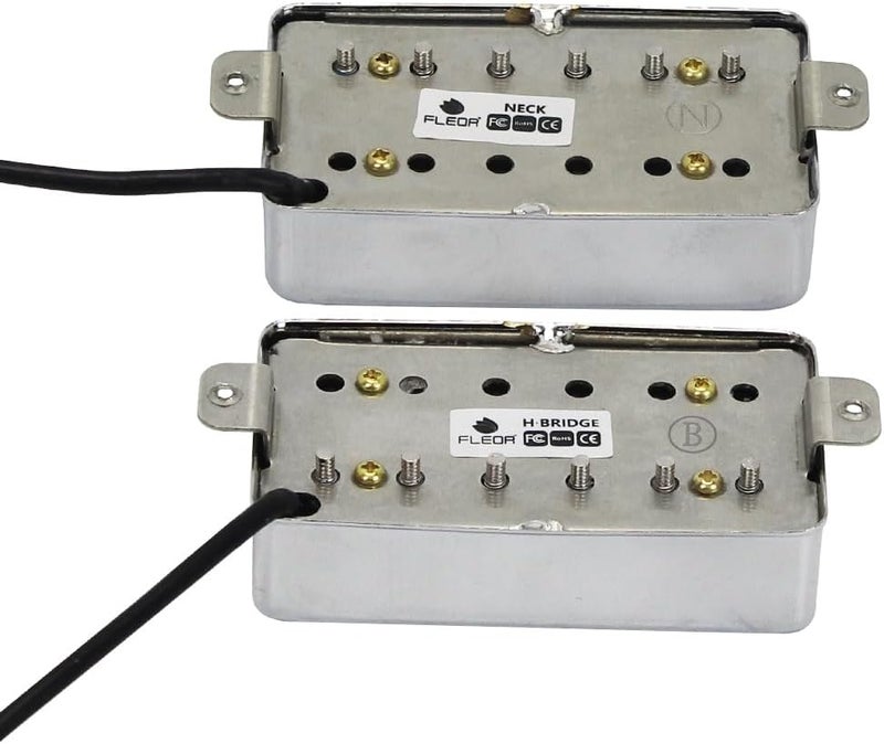 FLEOR Humbucker Pickup Ceramic Guitar Neck + Bridge Pickup Set Chrome Fit LP Style Electric Guitar - Image 3